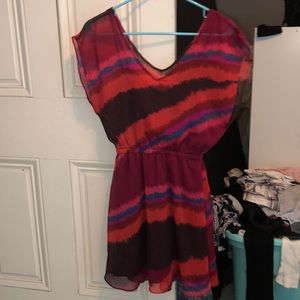 Express Multicolored Sheer Dress